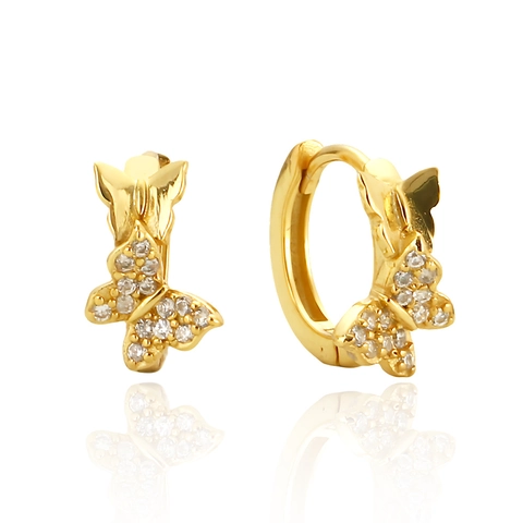 Butterfly Hoop Earrings 925 Sterling Silver Cubic Zirconia Dainty Chic Animal Style Fashion Jewelry Gift For Women