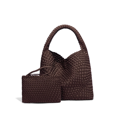 Handgewebt Neopren Tragetasche Große Kapazität Urban Minimalistisch Einfarbig Eimer Schultertasche Mit Abnehmbarer Kupplung Für Damen Alltäglich Lässig
