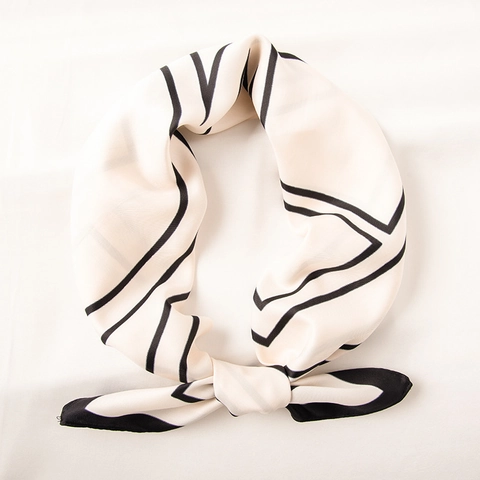 Dames Mode 70cm Vierkante Satijnen Sjaal Bedrukt Geometrische Streep Halstok Zoet Polyester Hoofddoek Handtas Lint Accessoire