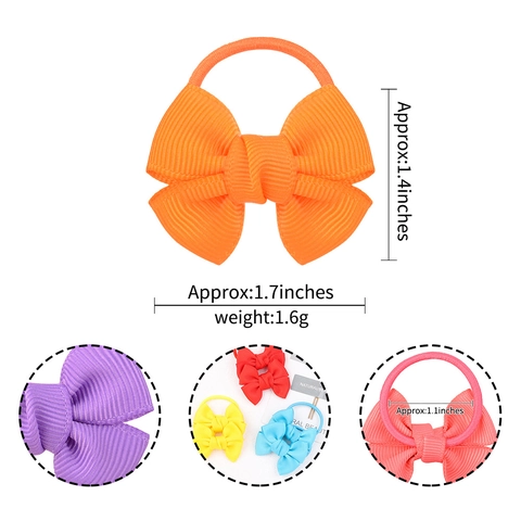 Kids Bow Hair Ties Grosgrain Ribbon Elastic Hair Ropes Candy Colors Sweet Hair Accessories For Toddler Girls