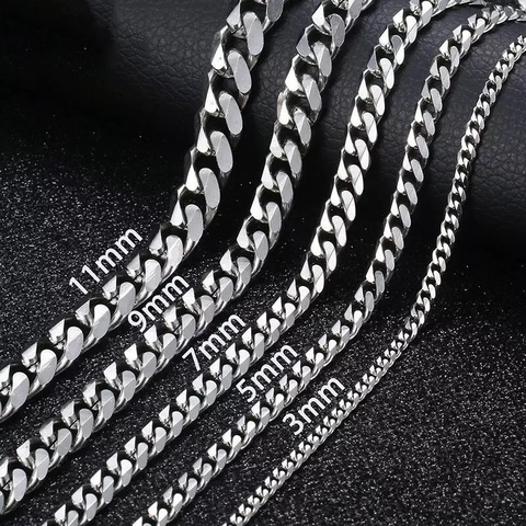Cuban Link Chain Necklace Stainless Steel Hip Hop Streetwear Men Women High Polished Geometric Jewelry Non-Fading
