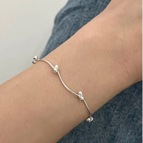 925 Sterling Silber Armband Dünner Draht Faltbare Perle Minimalistischer Eleganter Schmuck Für Damen