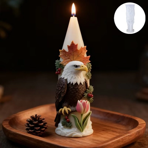 3D Silicone Mold For DIY Candle Making Bald Eagle Maple Leaf Tulip Pattern Relief Soap Gypsum Crafting Tool
