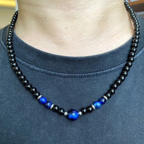 Herren Perlenkette Edelstahl OT Verschluss Natürliche Tigerauge Achat Stein Perlen Modischer Schmuck Geschenk