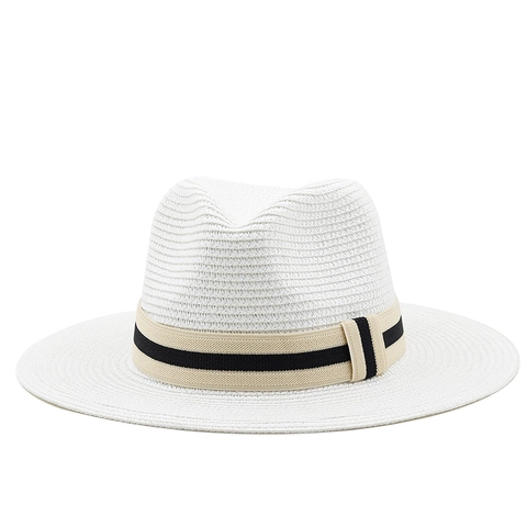 Panamahoed Papierstro Brede Rand Zonbescherming Gestreept Lint Zomer Strand Reis Vakantie Voor Heren Dames Klassiek Retro
