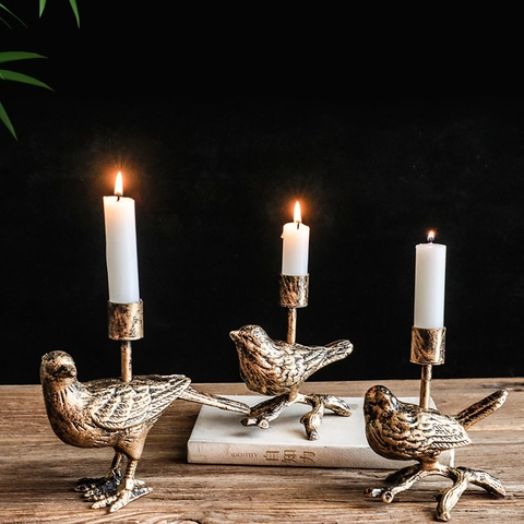 Vintage Gold Eisen Vogel Hirsch Tier Form Kerzenhalter Für Tisch Centerpiece Home Decor Romantische Atmosphäre
