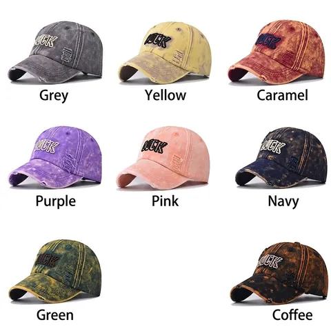 Gorra De Béisbol De Mezclilla Lavada Vintage Efecto Desgastado Bordado LUCK Letra Dad Hat Ajustable Para Hombre Mujer