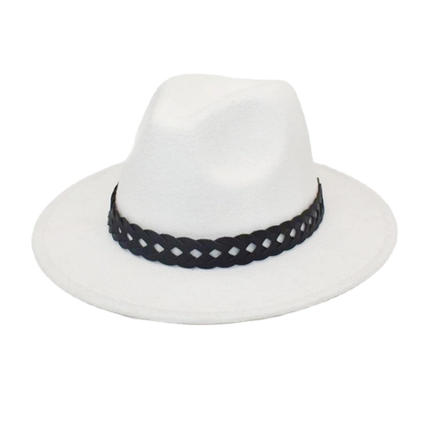 Classic Fedora Hat Woolen Felt Wide Brim Winter Warm Vintage Jazz Cap With Braided Band For Men Women Stylish Accessory