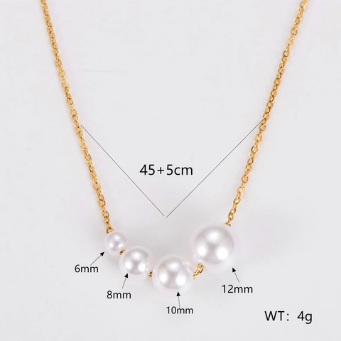 Collar De Perlas Artificiales Artificiales Degradadas Acero Inoxidable 304 Chapado En Oro 18K Cadena Clavícula Minimalista Mujer Accesorio