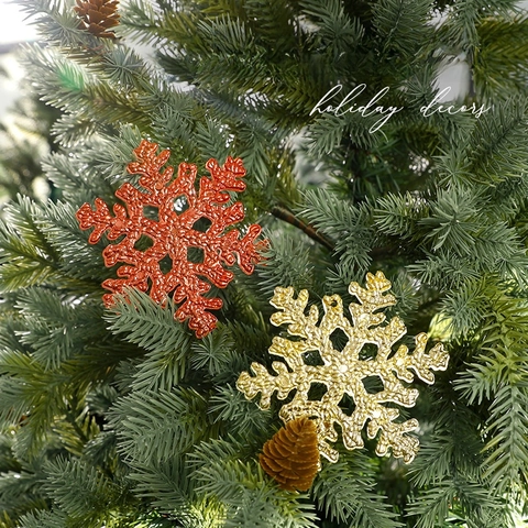 Glitter Snowflake Christmas Ornaments Plastic Hanging Decoration For Holiday Party Tree Decor