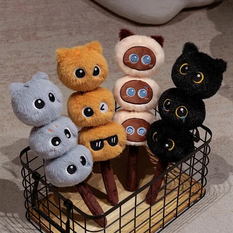 Soft Plush Cat Dango Toy String Creative Animal Stuffed Doll For Kids Room Decor Cute Animal Shaped Ornament