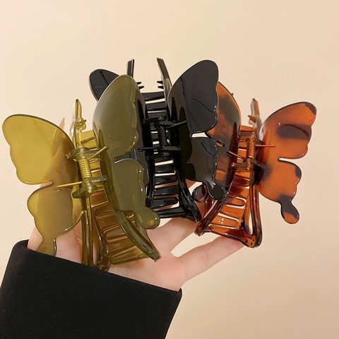 Butterfly Hair Claw Clips Elegant Acrylic And Resin Hairpin Vintage Hair Accessories For Women