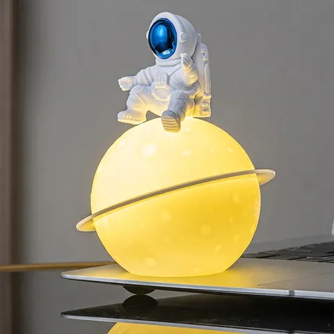 Astronaut Planet Night Light Moon Lamp Desktop Decorative Ornament Glowing ABS PVC For Bedroom Home Office Creative Gift