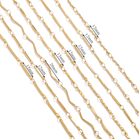 Stainless Steel Jewelry Chain DIY Findings Gold Plated Bar Link S Wave Non Fading For Necklace Bracelet Making