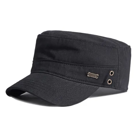 Cotton Cadet Cap Flat Top Military Hat Breathable Sun Protection Outdoor Casual Adjustable Vintage Sporty Unisex Hat