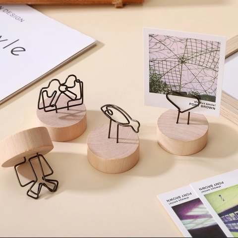 Porta Promemoria Base Legno Clip Foto Filo Supporto Biglietti Visita Scrivania Supporto Messaggi Decorazione Forme Varie