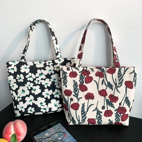 Borsa A Mano In Tela Stampa Floreale E A Quadretti Stile Giapponese Con Chiusura A Zip E Fodera Per Donne Uso Quotidiano Fresco Borsa
