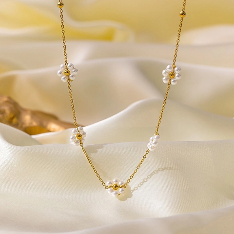 Elegant Artificial Baroque Pearl Necklace For Women Titanium Steel Gold Plated Heart Shell Butterfly Pendant Minimalist Jewelry
