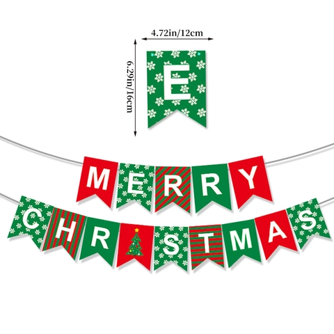Christmas Merry Christmas Banner Paper Snowflake Triangle Flag Garland For Holiday Party Decoration Home Kindergarten Decor