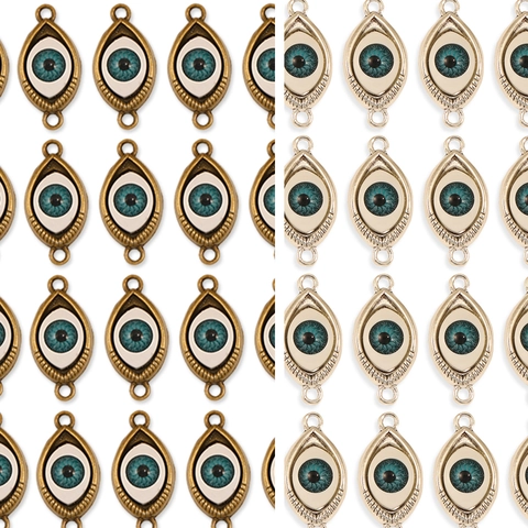Evil Eye Legierung Anhänger Verbinder Glieder Blaues Auge Muster Für Schmuckherstellung Armband Halskette DIY Antik Look