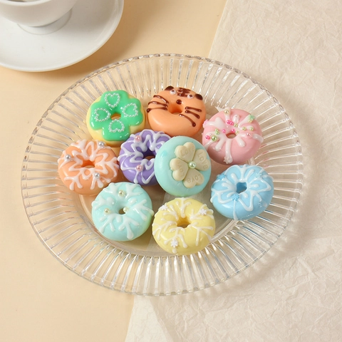 Modèle De Beignet De Simulation Résine PVC Couleur Macaron Crème Graffiti Miniature Jouet Alimentaire Artisanat DIY Accessoires Photo