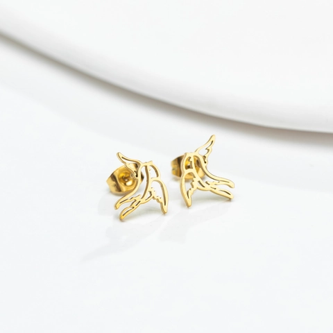 Stainless Steel Hollow Swallow Bird Stud Earrings Minimalist Animal Jewelry For Women