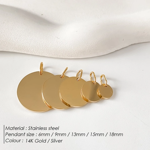 Stainless Steel Round Disc Pendant Mirror Polished Blank Circle Charm With Jump Ring For DIY Necklace Bracelet Jewelry Making