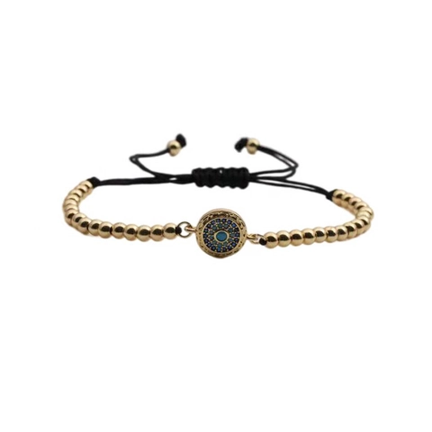Bracelet Œil De Mal Perles En Cuivre Corde Tressée Ajustable Bohème Charme De Chance Bijoux Style Ethnique Pour Femmes Et Enfants