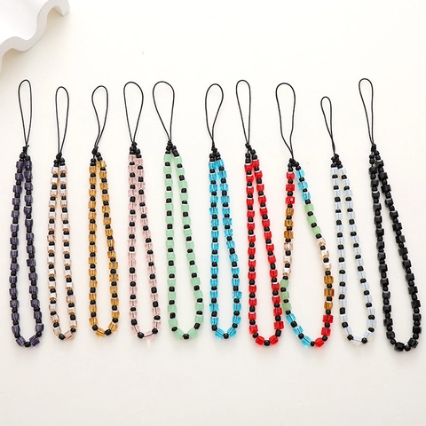 Catena per Cellulare in Cristallo a Grani Quadrati Anti-Smarrimento Cinturino Corto per Donna Decorazione Custodia Fai da Te Regalo Gioielli