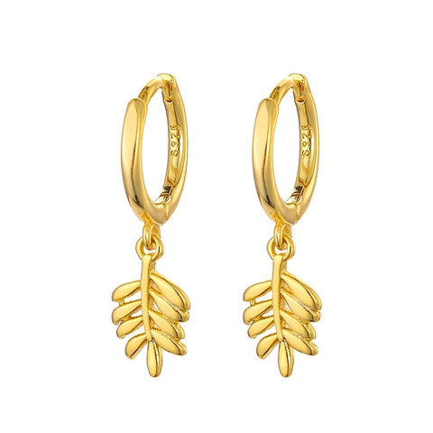 Federblatt Ohrhänger Mit 925 Sterling Silver Earring Post Kupfer Mode Schmuck Für Damen