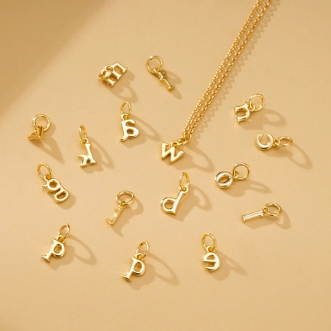 925 Sterling Silver Minimalist Lowercase Initial Letter Pendant For DIY Necklace Smooth Alphabet Charm Fashion Jewelry Accessory Women