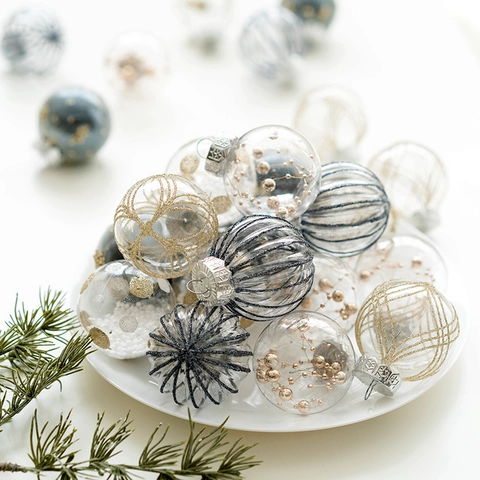 Kerstballen Kunststof Blauw Wit Champagne Goud Glitter Mat Glanzend Kerstboomversiering Hangende Decoratie Feest Home Decor