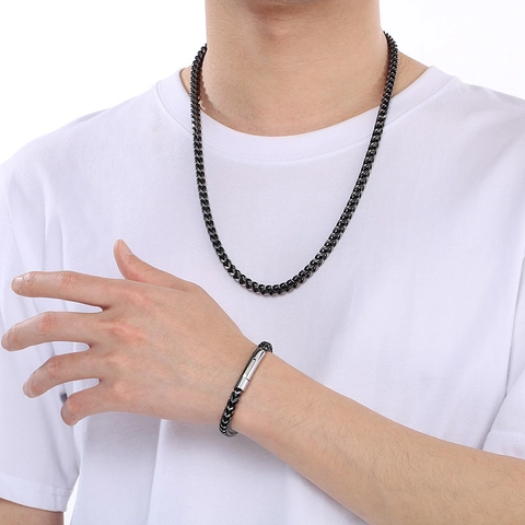 Vintage 304 Roestvrijstalen Franco Tarwe Ketting Halsketting En Armband Sieraden Voor Mannen Vrouwen Retro Accessoire