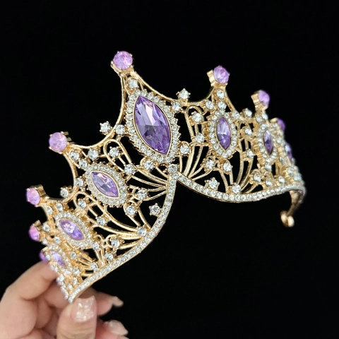 Barock Krone Tiara Legierung Strass Bunter Edelstein Elegant Vintage Braut Hochzeit Geburtstag Party Zubehör Für Frauen