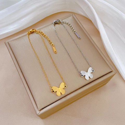 Vlinder Hanger Ketting Armband Roestvrij Staal Verstelbare Sieraden Voor Vrouwen Retro Minimalistische Stijl Cadeau