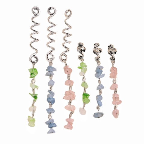 Dreadlocks Haarschmuck Spiralen Mit Naturstein Anhänger Für Geflochtenes Haar Damen Boho Stil Legierung