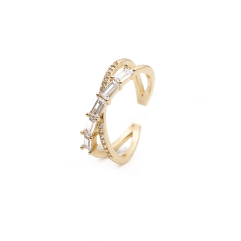Ring Mit Kreuzdesign Kupfer Mikrobesetzter Zirkon Geometrisch Modisch Verstellbarer Zeigefinger Schmuck Damen