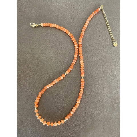 Halskette Mit Facettierten Natursteinperlen 18K Vergoldeter Titanstahl Choker Boho Schmuck Für Damen