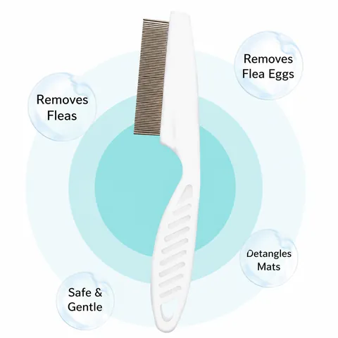 Pet Flea Comb For Dogs And Cats Fine Tooth Grooming Brush With Stainless Steel Pins And Non-slip Plastic Handle