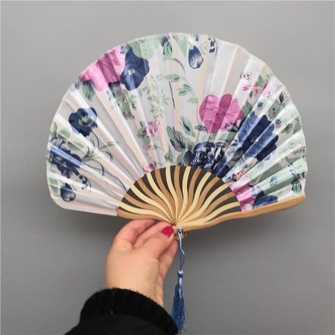 Blattschmuck Faltfächer Bambusrippen Stoff Handfächer Chinesischer Japanischer Stil Für Tanz Hochzeit Party Geschenk