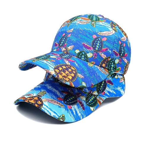 Casquette De Baseball À Imprimé Tortue De Mer En Polyester Respirante Protection Solaire Réglable Hommes Et Femmes