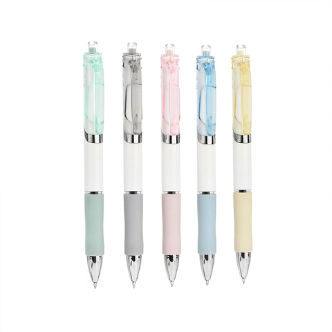 Retractable Gel Pens 0.5mm Black Ink Bullet Tip Quick Drying Macaron Morandi Colors Soft Rubber Grip Office Stationery