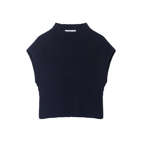 Women Mock Neck Ribbed Knit Tank Top Sleeveless Sweater Vest Casual Slim Fit Solid Color Polyester Stretchy
