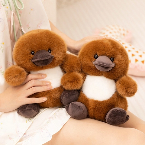 Cute Platypus Plush Toy Soft Simulation Long Hair Animal Doll For Kids Children Birthday Gift Home Decor Brown