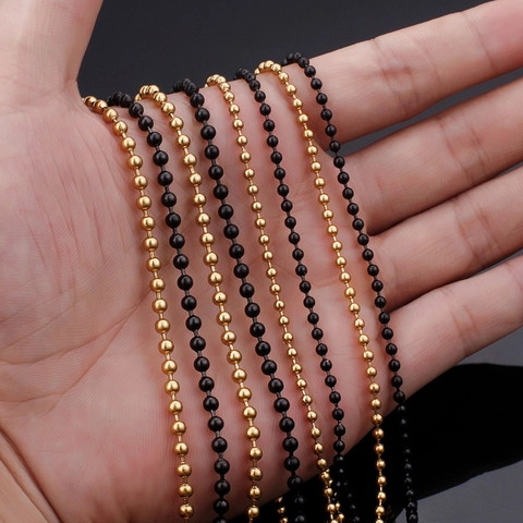 Collier Chaîne À Billes Acier Inoxydable Maillons De Perles Rondes Bijoux De Mode Style Hip Hop Punk Pour Femmes Hommes
