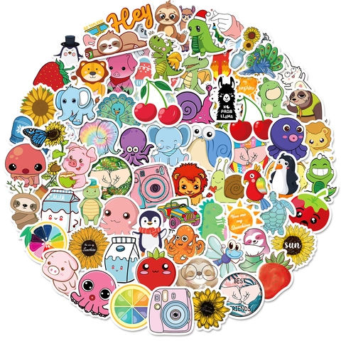 Adesivi Cartoni Animati Stile VSCO Vinile Impermeabile Per Laptop Bagagli Bottiglia D'acqua Scrapbooking Motivi Animali Piante