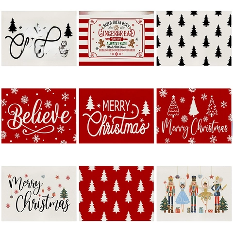 Sets De Table De Noël Coton Lin Résistants À La Chaleur Tapis De Table Imperméables Décoratifs Pour Salle À Manger Cuisine Style Nordique