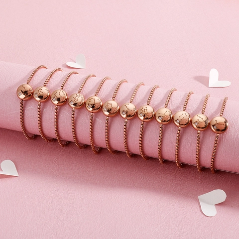 Zodiac Sign Bracelet Rose Gold Stainless Steel Adjustable Slider Box Chain Zircon Inlaid Pendant Jewelry Women Gift