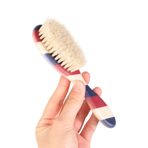 Professionelle Friseurbürste Haarschnitt Reinigung Gestreifter Griff Rosshaar Salon Styling Tools Bartpflege