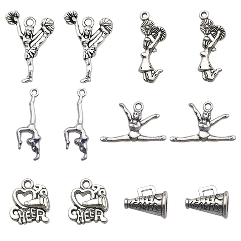 Breloques De Pom-pom Girl En Alliage D'argent Pendentifs Mégaphone Cheer Leader Pour Fabrication De Bijoux Bracelet Collier Bricolage